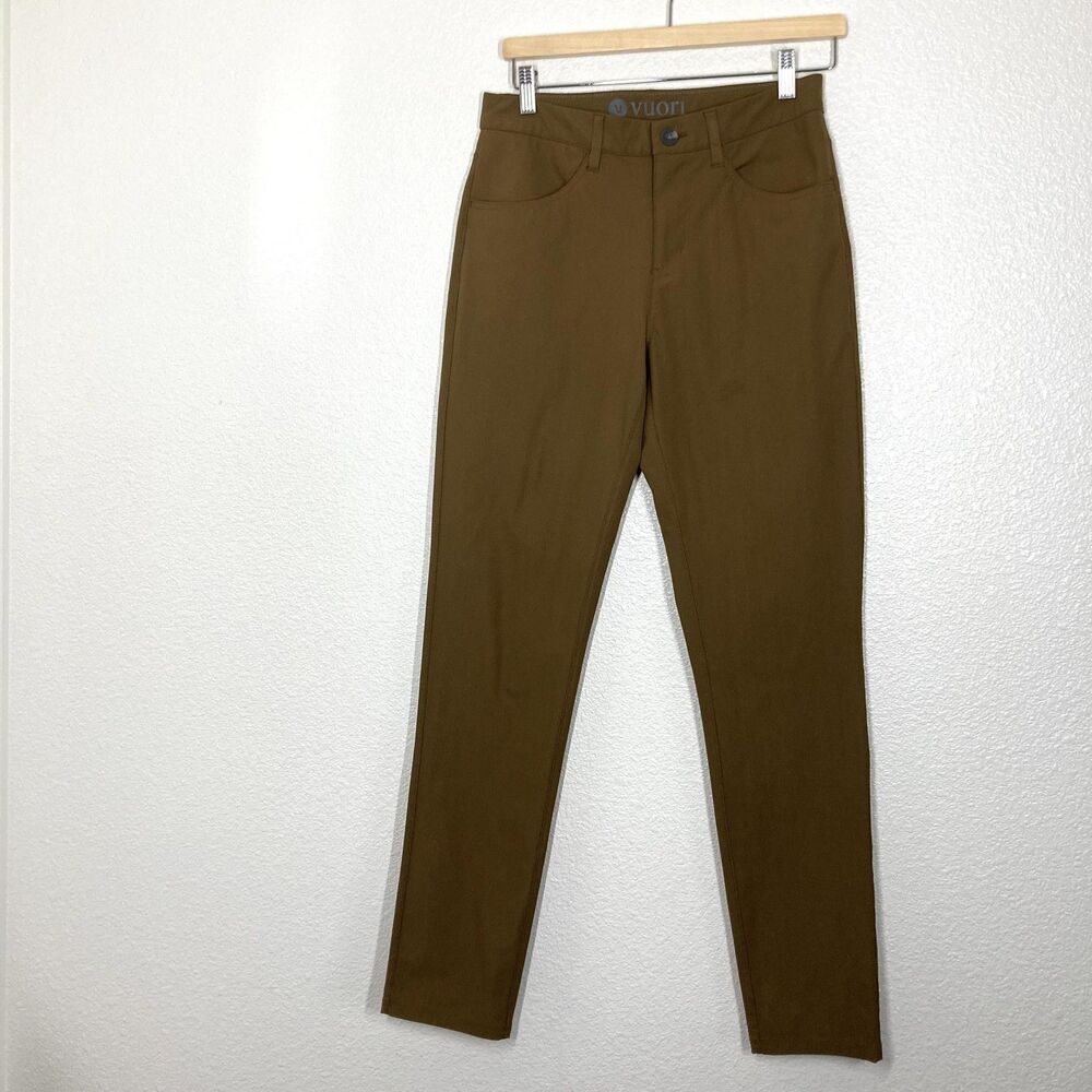 Vuori Pants Mens 28x29 Brown Polyester Slim Fit Tapered Khaki Casual V430